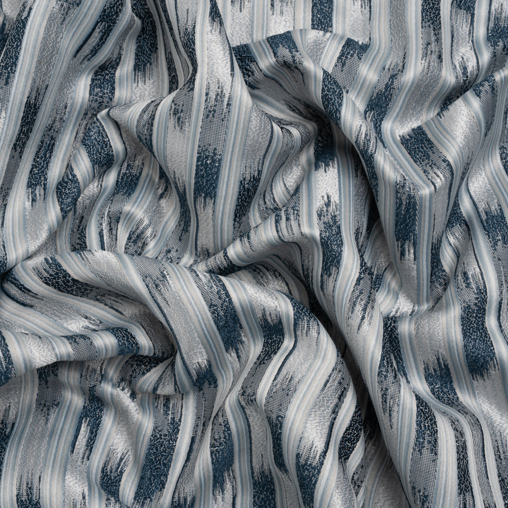 Recycled Polyester Drapery Jacquard - Indigo Streaking Stripes - British Imported - Joann Fabrics