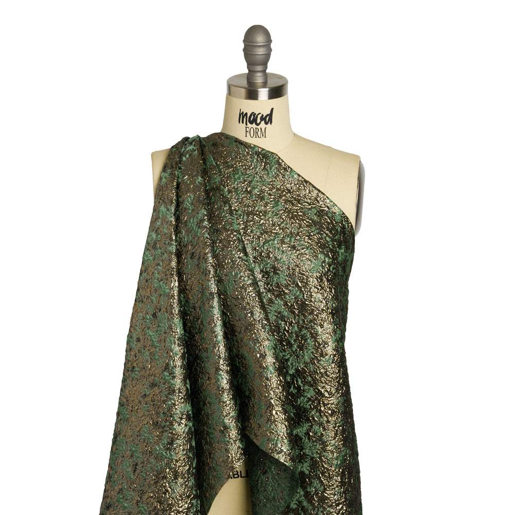 Metallic Luxury Brocade - Sage Green and Gold Abstract - Joann Fabrics