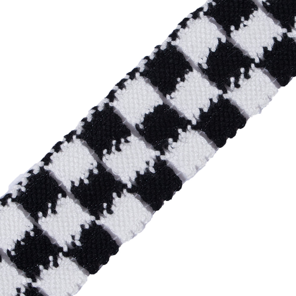 Black and White 3 Row Checkered Crochet Trim - 1