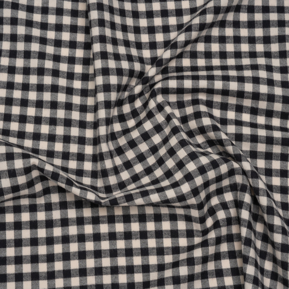 Brushed Cotton Twill Shirting Flannel - Black and Off White Checks - Designer Deadstock - Joann Fabrics