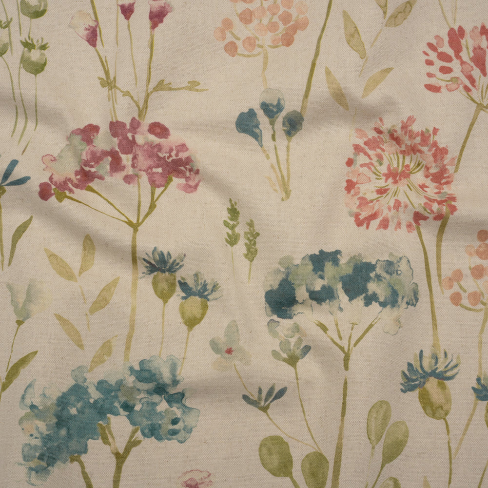Printed Cotton Canvas - Peony Watercolor Floral Stems - British Imported - Joann Fabrics