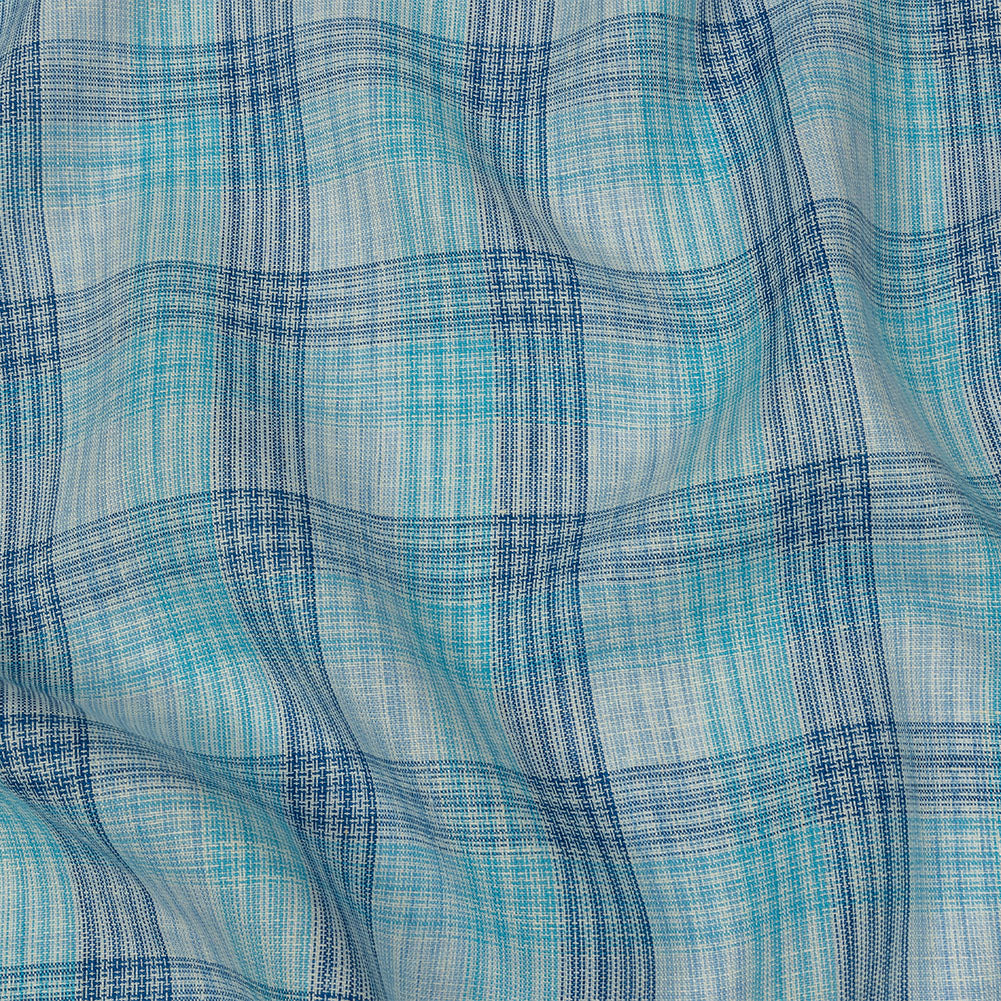 Shades of Blue Plaid Lightweight Linen Woven - Joann Fabrics