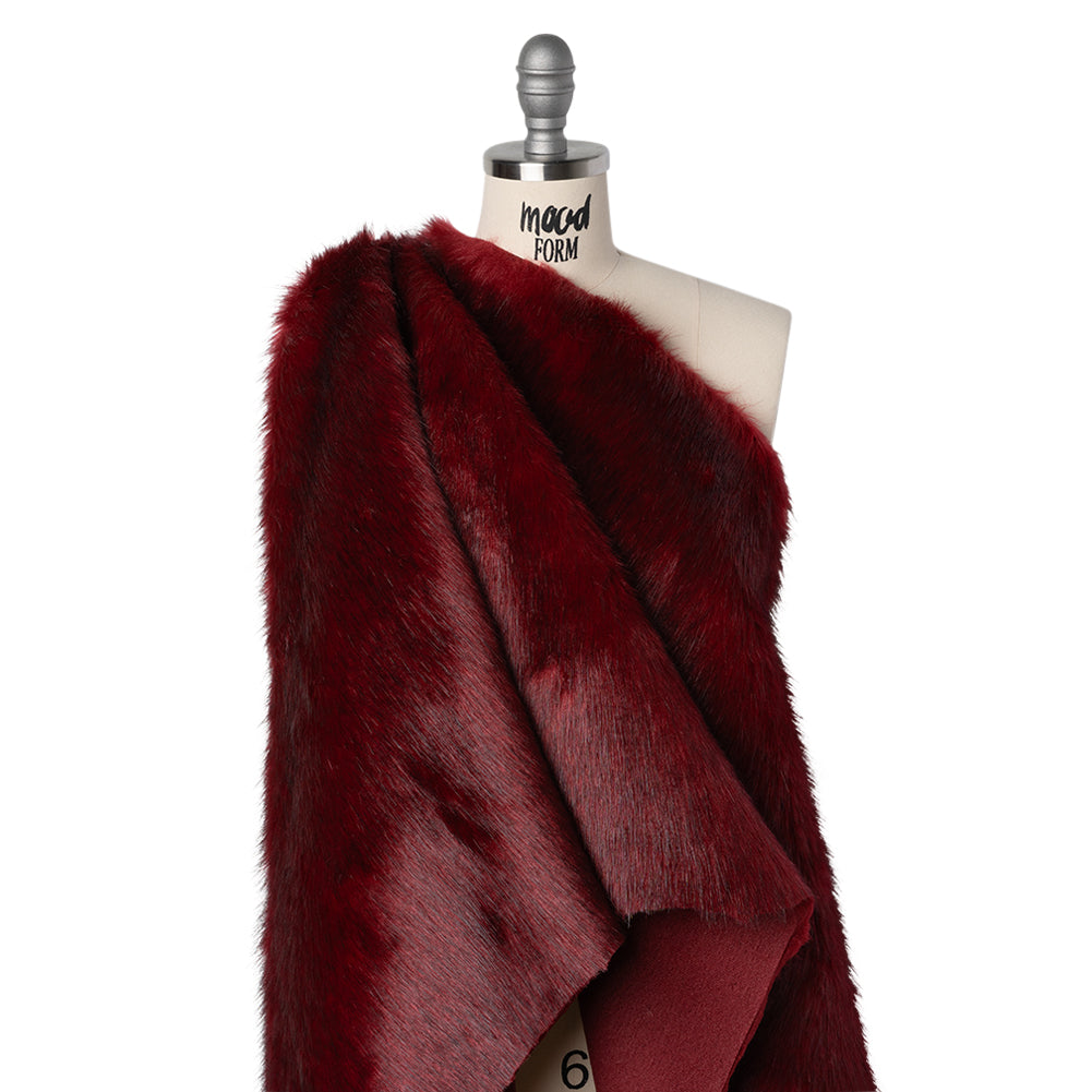 Plush Medium Pile Faux Fur - Dark Red - Famous Australian Designer Deadstock - Joann Fabrics