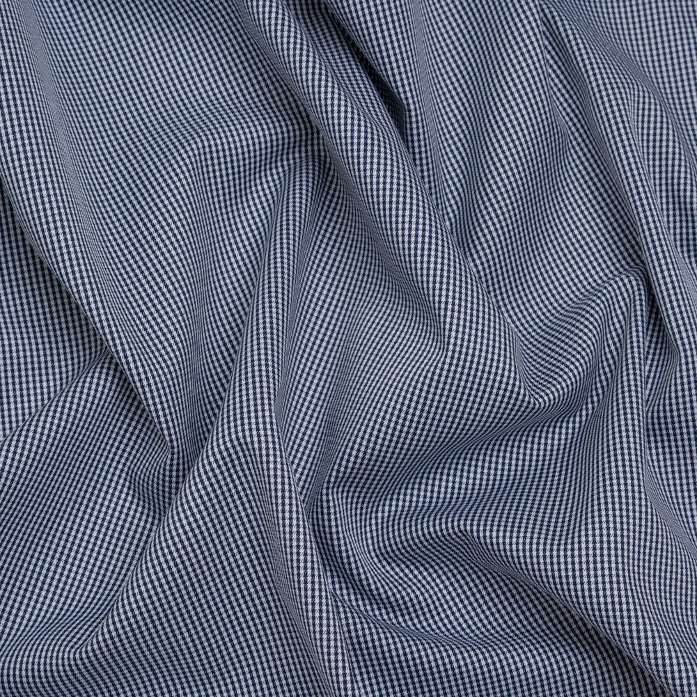 Cotton Shirting - Midnight Blue and White Tiny Checks - Deadstock - Joann Fabrics