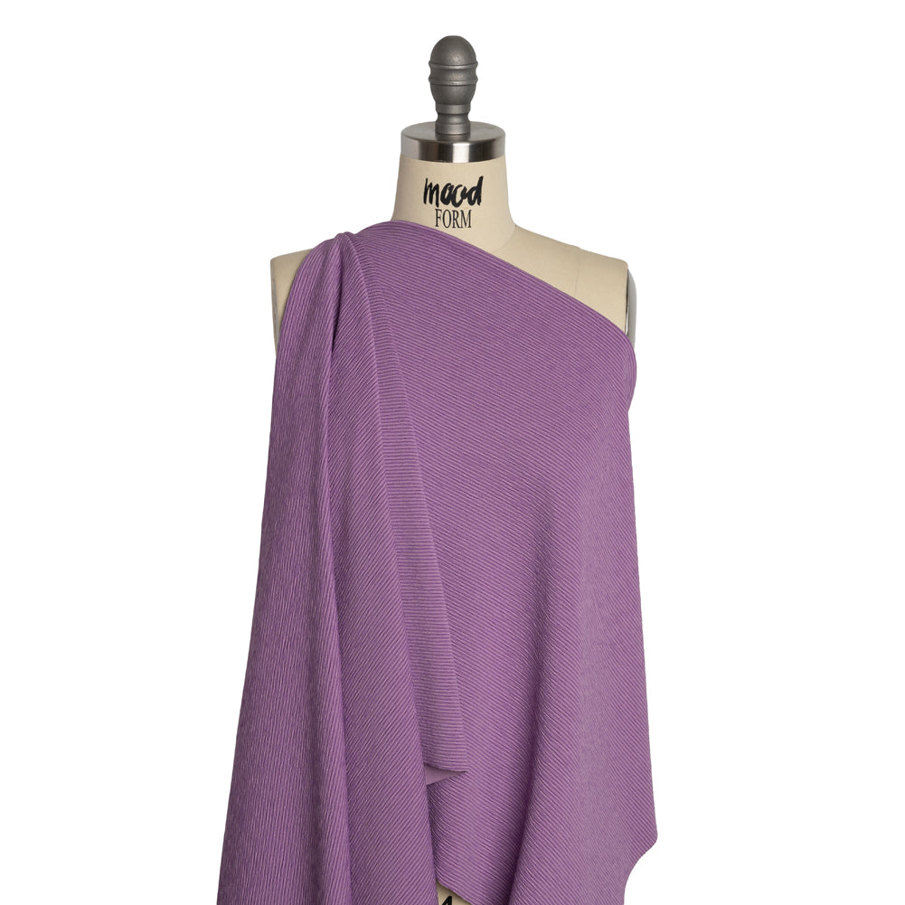 Stretch Knit Jacquard by Mara Hoffman - Lavender and Lilac Ribbed Candy Stripes - Designer Deadstock - Joann Fabrics