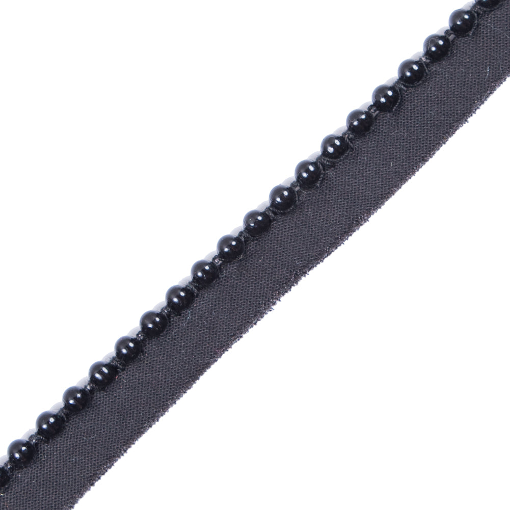 Black Beaded Trim with Lip - 1/2