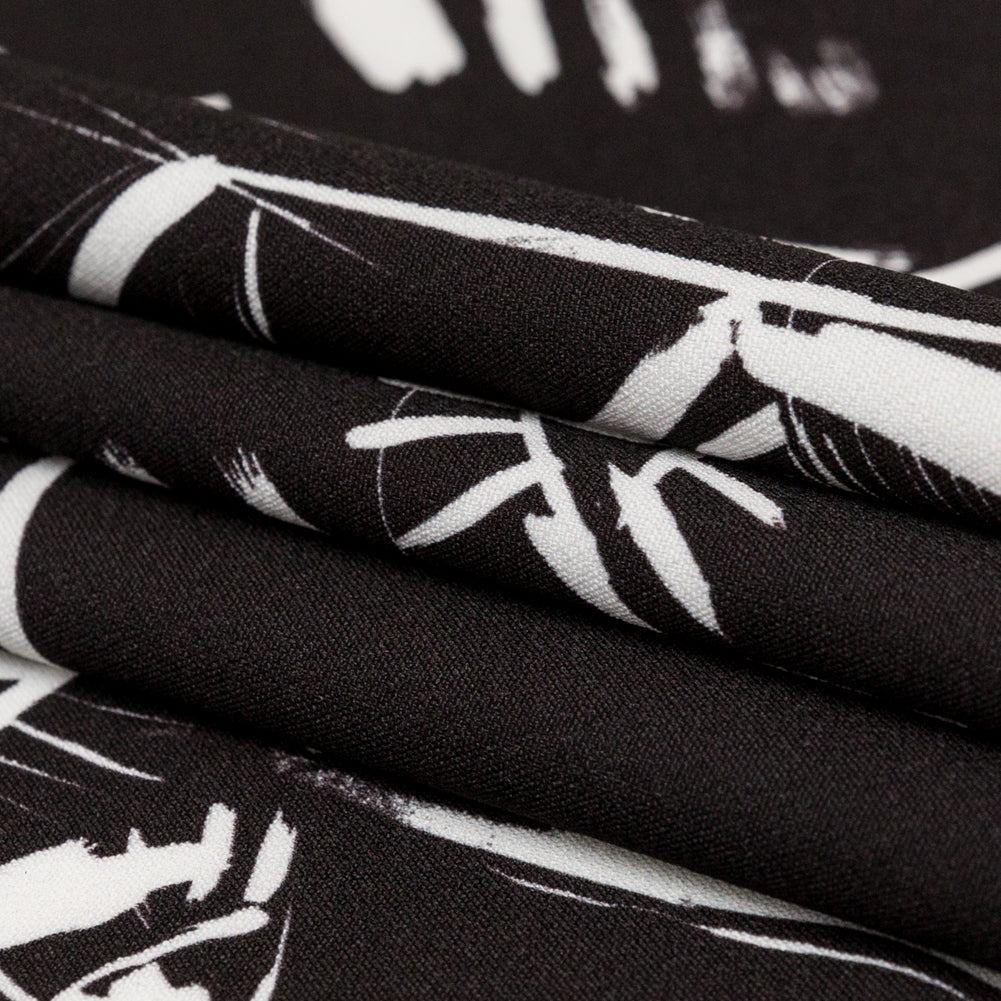 Stretch Polyester Crepe - Black and White Sketched Eyes - Ghosts and Family Legends Print - Mood Exclusive Crow Collection - Joann Fabrics