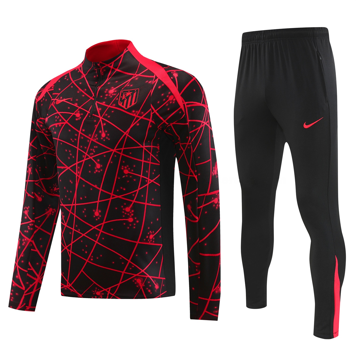 Atletico Madrid 25-26 Long Sleeves Training Set - Red Top & Black Pants - UnitedFutballJersey