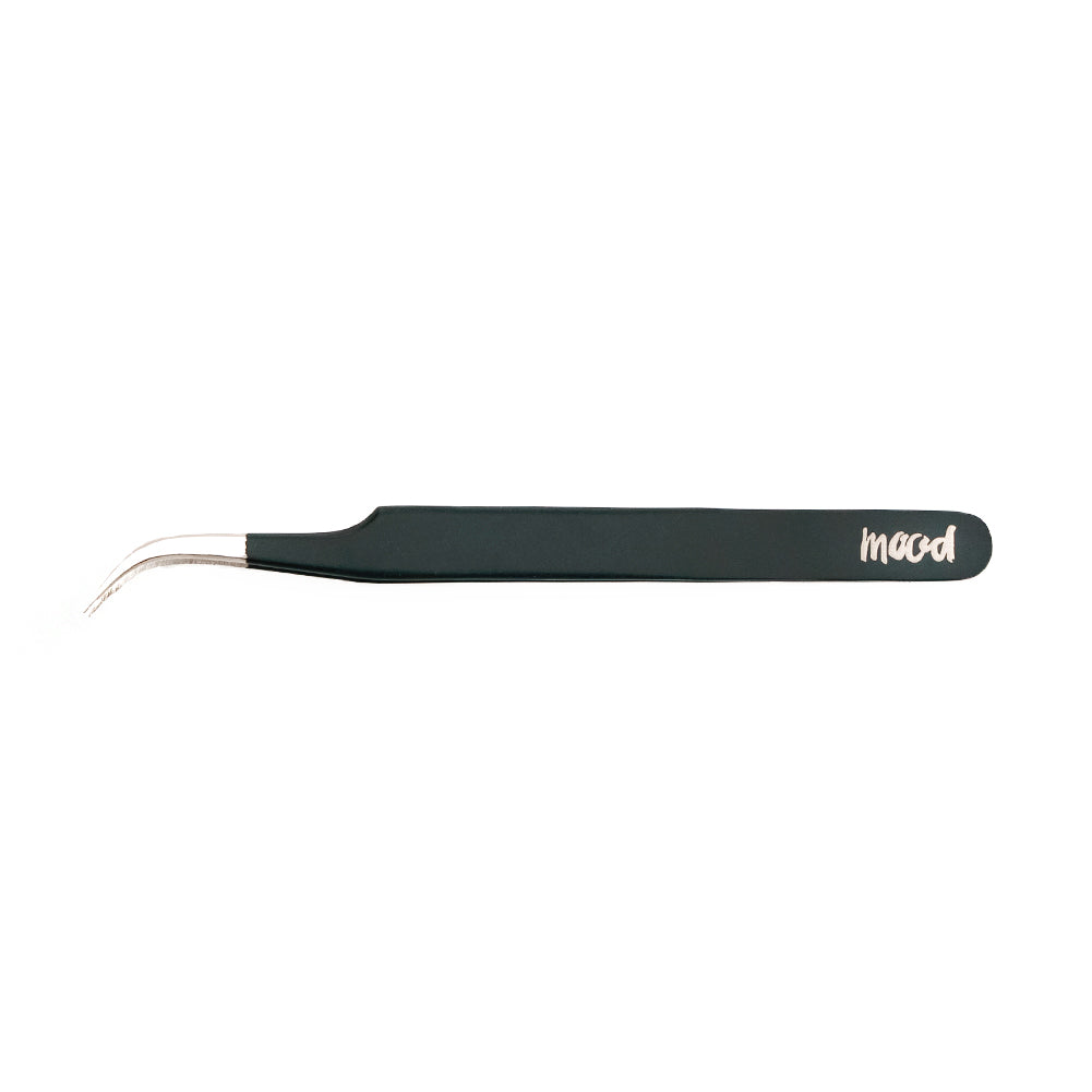 Mood Matte Black Curved Nose Tweezers - 4.75