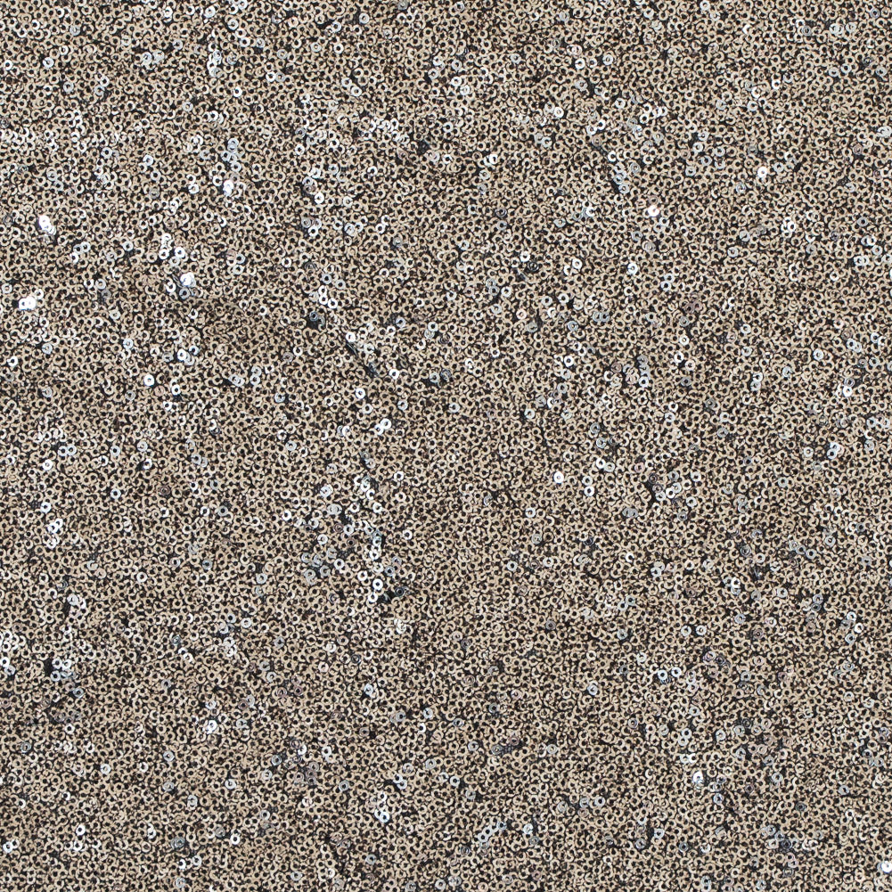 Jay Godfrey Pale Gold All-Over Circle Sequins Fabric on a Black Mesh - Joann Fabrics