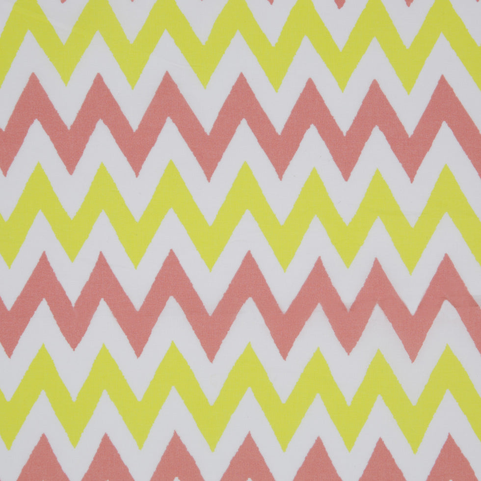 Yellow/Coral/White Zig-Zag Printed Cotton Poplin - Joann Fabrics