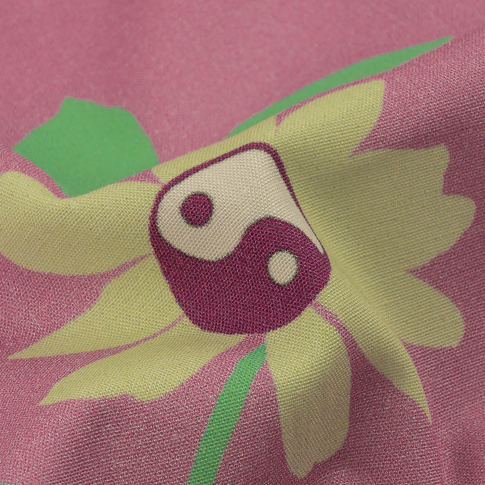Stretch Cotton Poplin Print - Pink and Yellow Yin Yang Flowers - Mood Exclusive Groovy Baby - Joann Fabrics
