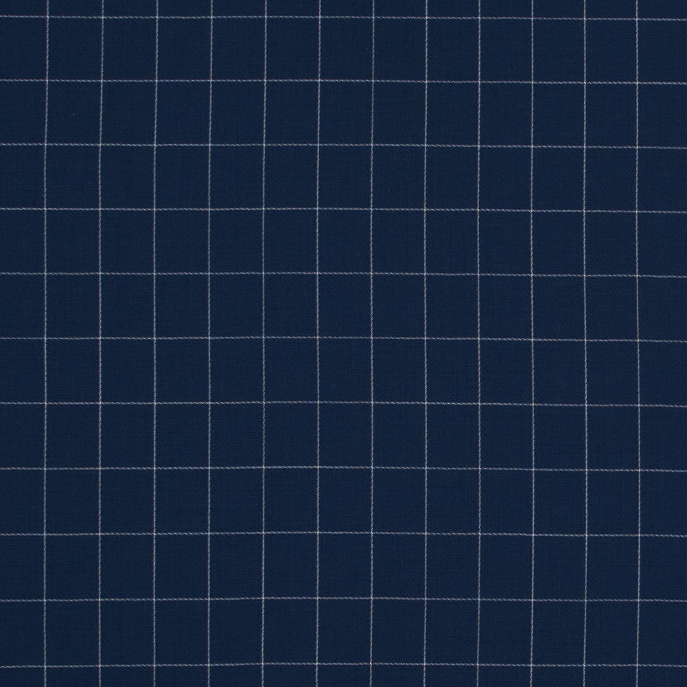 Super 150 Spill Repellent Wool Suiting - Blue and White Windowpane Check - Joann Fabrics