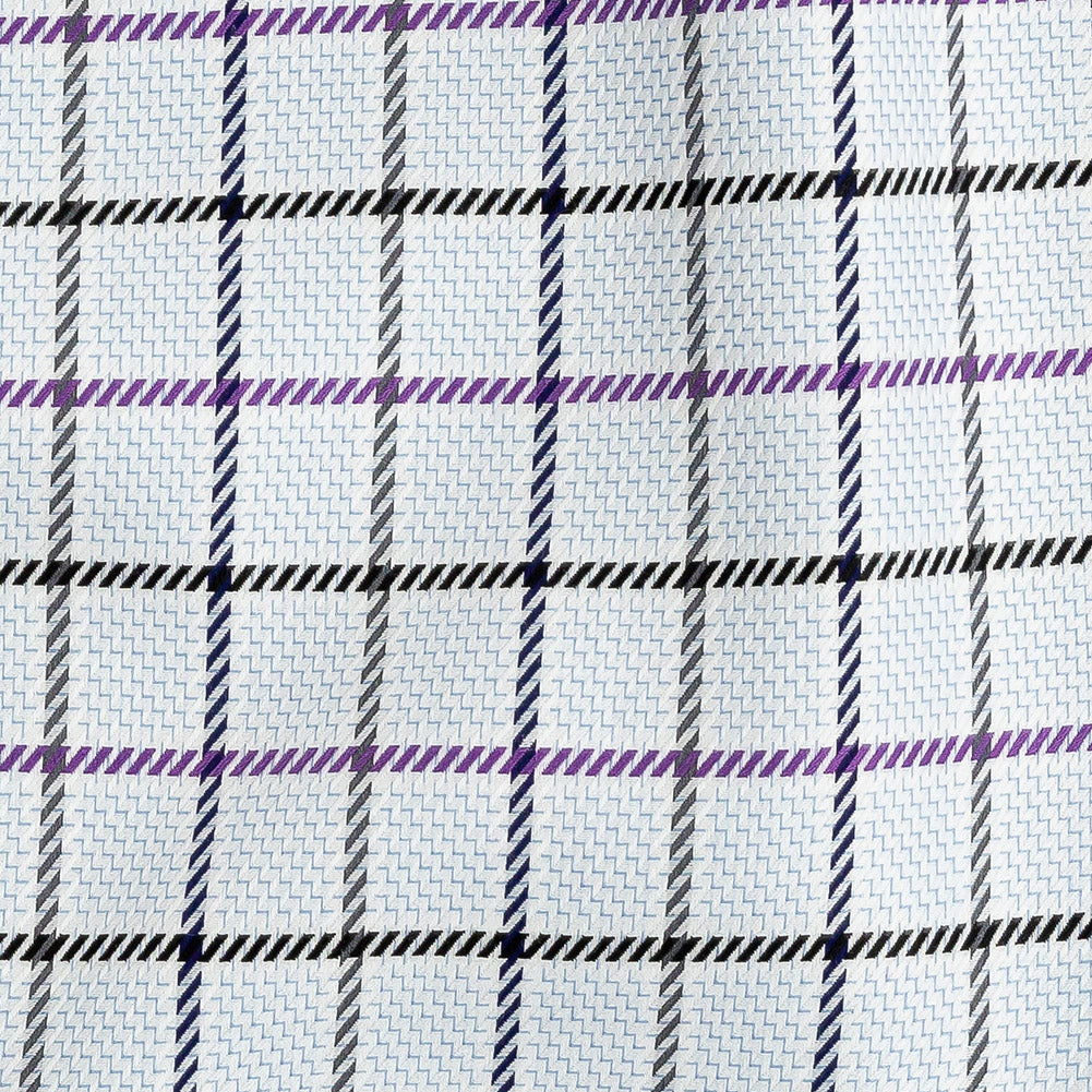 Premium Purple, Black and White Checks and Zig Zags Cotton Dobby Shirting - Joann Fabrics