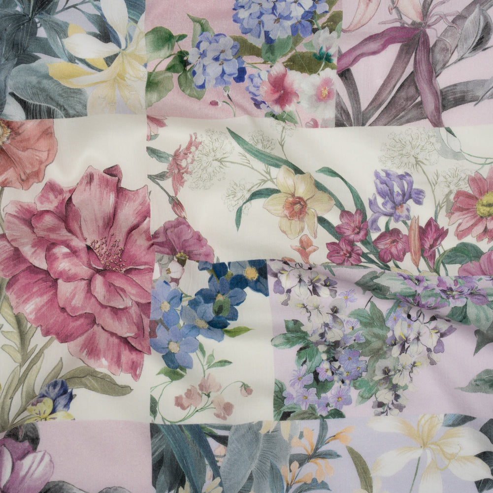 Crinkled Cotton Gauzy Woven - Mauve, Lilac and Muted Green Floral Patchwork - Mood Exclusive Whispering Wind Print - Joann Fabrics