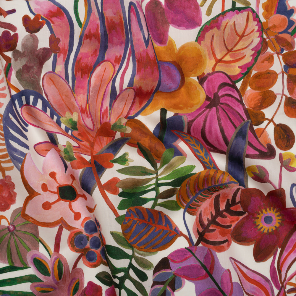 Liberty Fabrics Tana Lawn® - Jungle Trip Multi Bright - Pink, Purple and Green Tropical Plants - Joann Fabrics