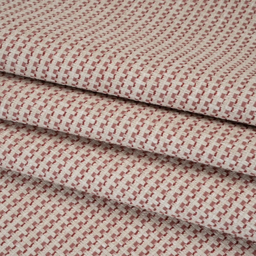 Recycled Polyester and Cotton Basketweave Dobby - Mulberry Little Squares - British Imported - Joann Fabrics