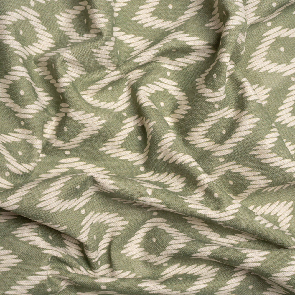Cotton and Linen Canvas Print - Fern Diamonds and Dots - British Imported - Joann Fabrics
