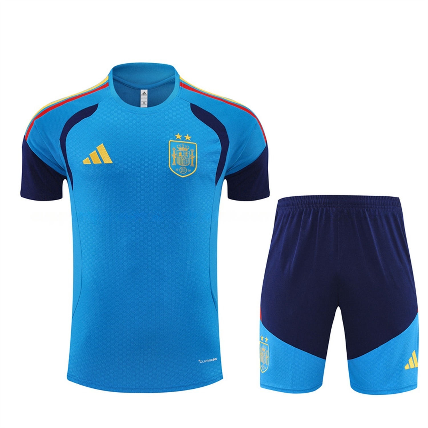 Spain 2026 Short-Sleeve Training Set - Lake Blue Top & Deep Blue Shorts - UnitedFutballJersey