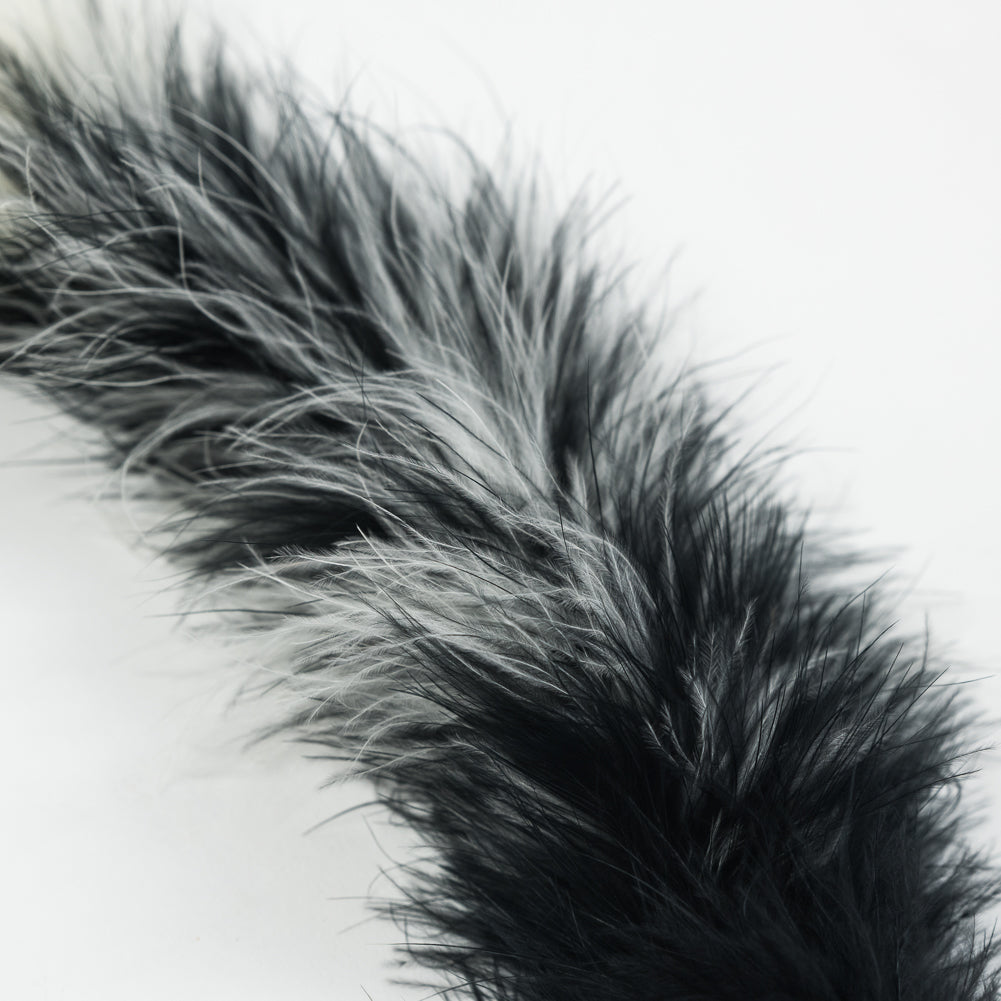 Black and Cream Marabou Feather Scarf - 33