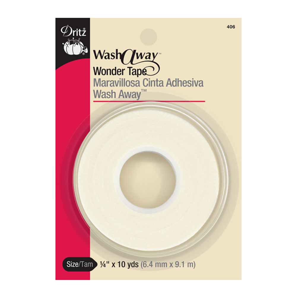 Dritz Wash-A-Way™ Wonder Tape - Double-Sided Transparent Water Soluble Tape - 0.25