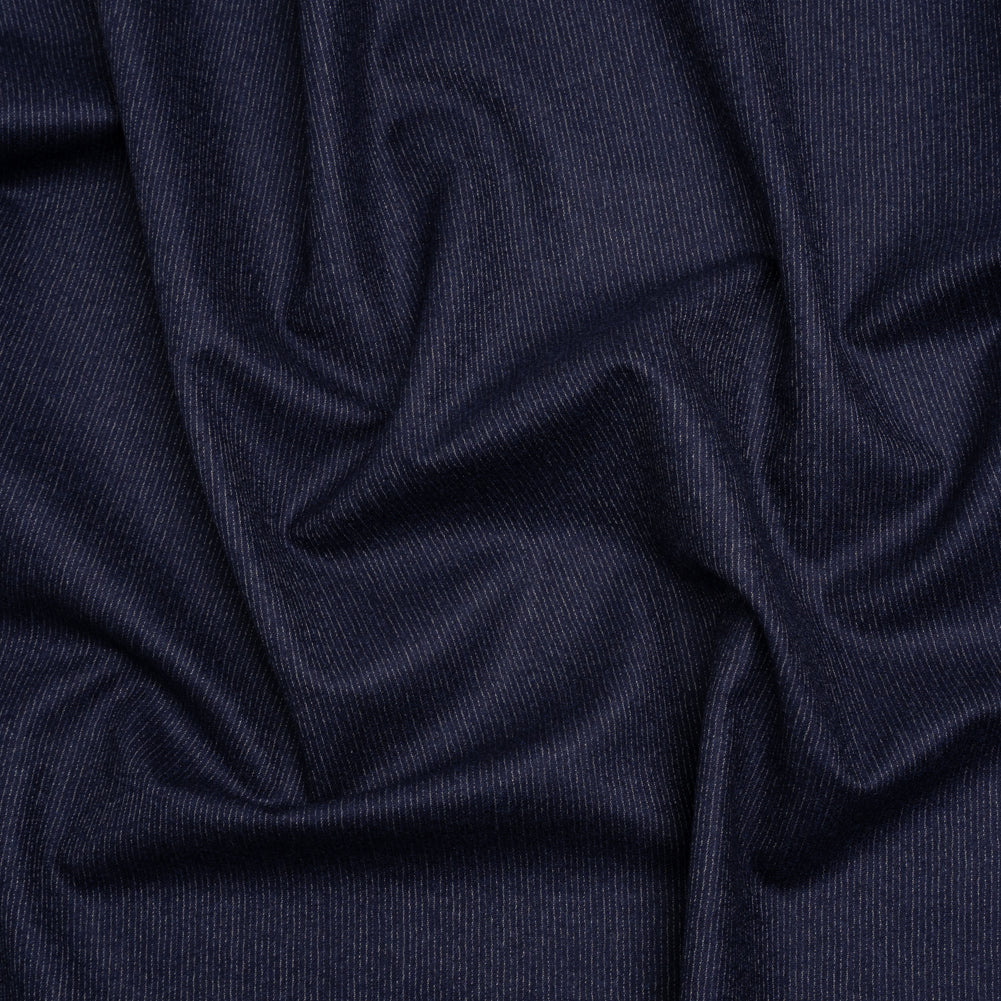 Super 120 Wool Suiting Made in Italy - Blue and White Hairline Stripes - Deadstock - Joann Fabrics