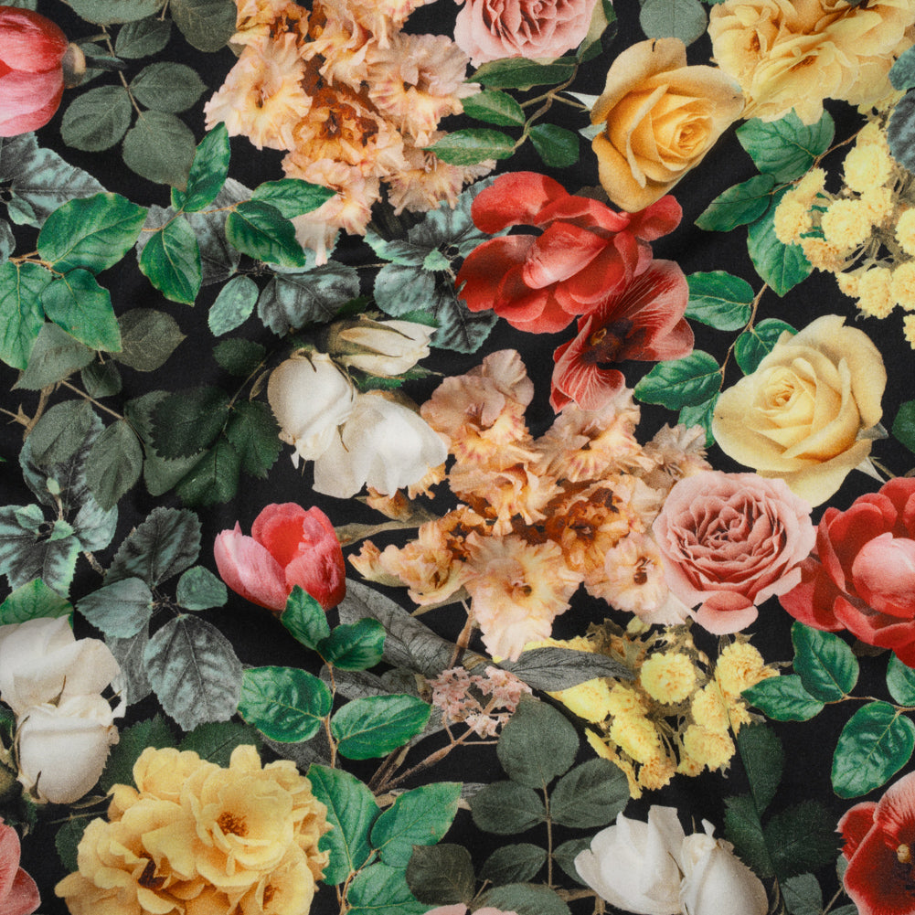 Brushed Cotton Woven - Red, Green and Yellow Photorealistic Florals - Mood Exclusive Botanica Viva Print - Joann Fabrics