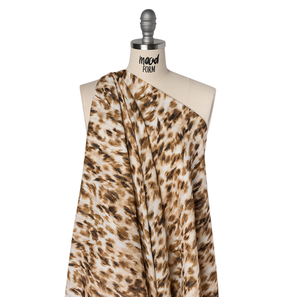 Slubbed Gauzy Cotton Woven - Cream, Brown and Black Abstracted Animal Spots - Mood Exclusive Safari Samba Print - Joann Fabrics