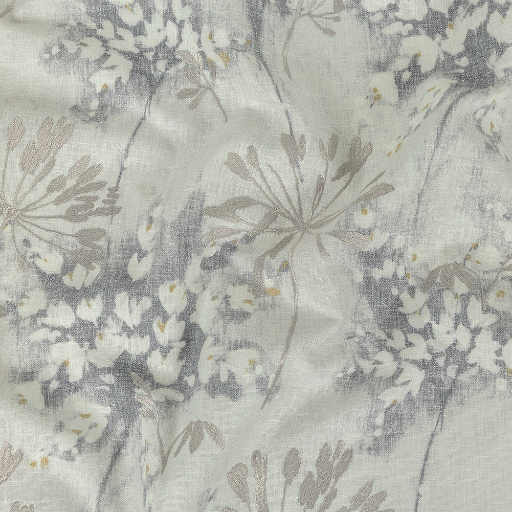 Printed and Embroidered Drapery Canvas - Pebble Floral - British Imported - Joann Fabrics