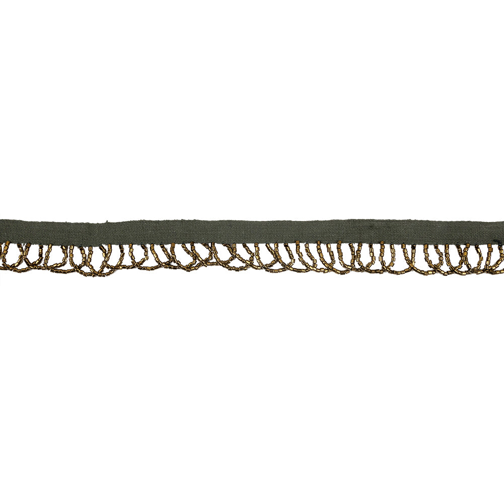 Vintage Bronze Small Looped Bugle Beaded Fringe - 0.875