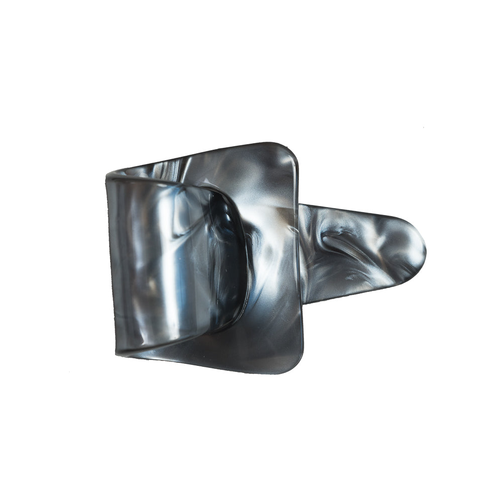 Italian Metallic Gray Marbled Buckle Brooch - 2.5