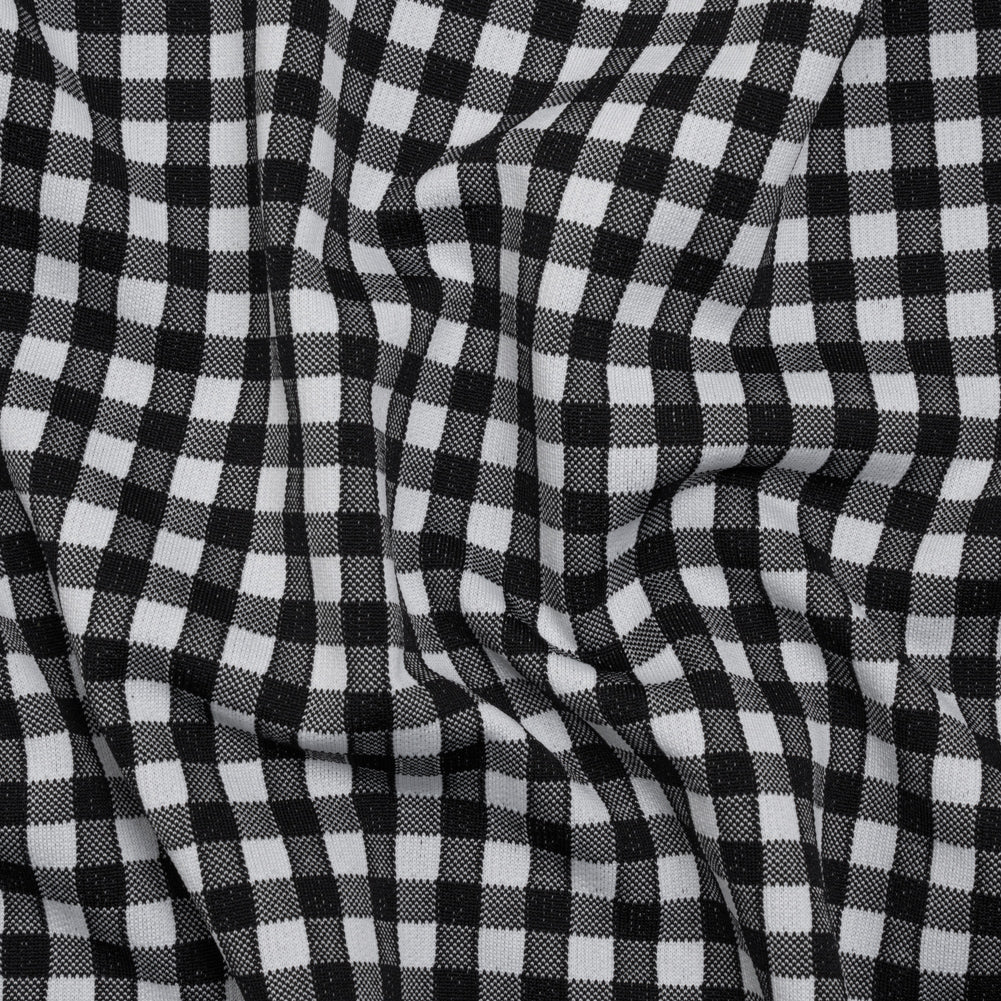 Stretch Knit Jacquard by Mara Hoffman - Black and White Gingham Check - Designer Deadstock - Joann Fabrics