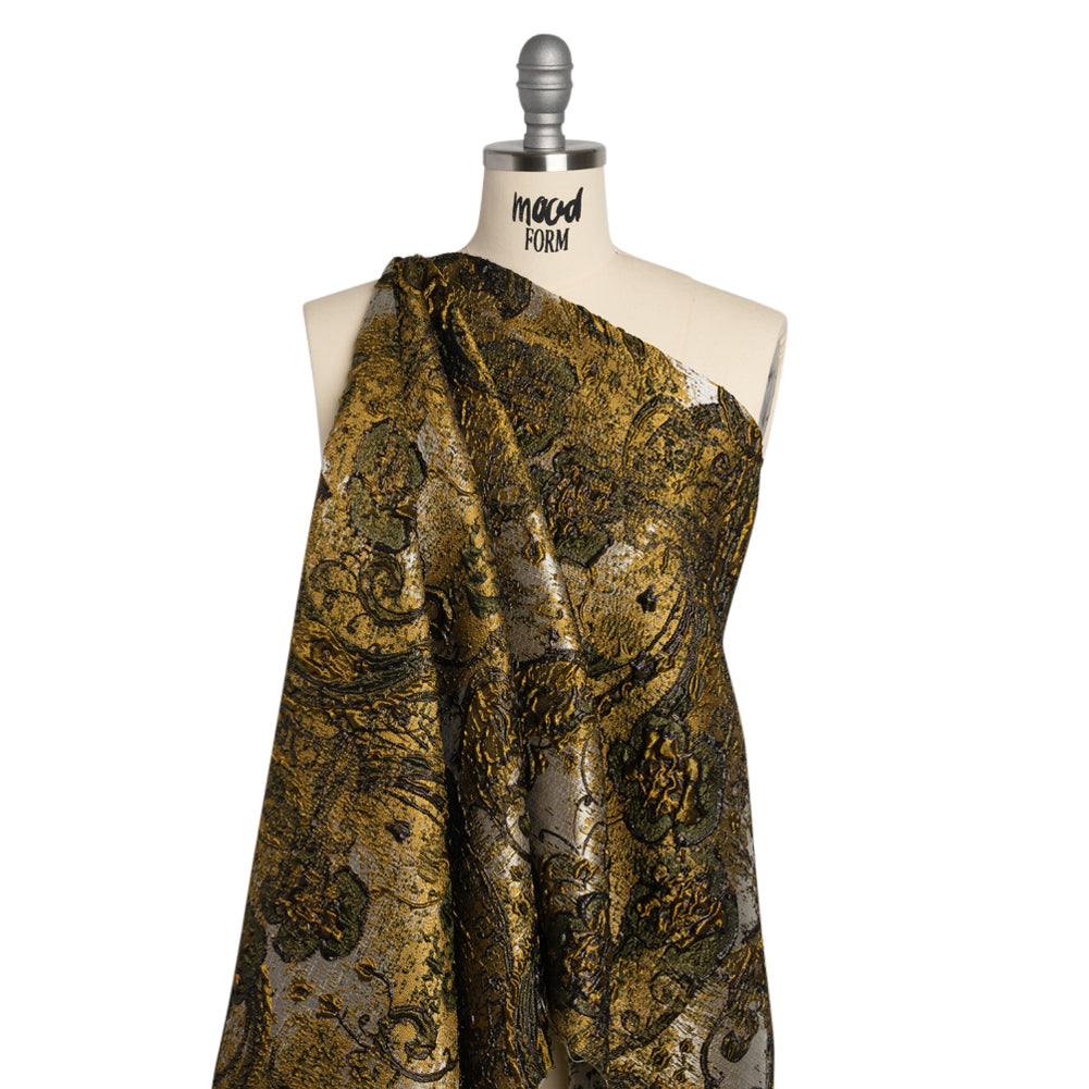 Flowers and Curls Luxury Brocade - Metallic Gold, Black and Silver - Joann Fabrics