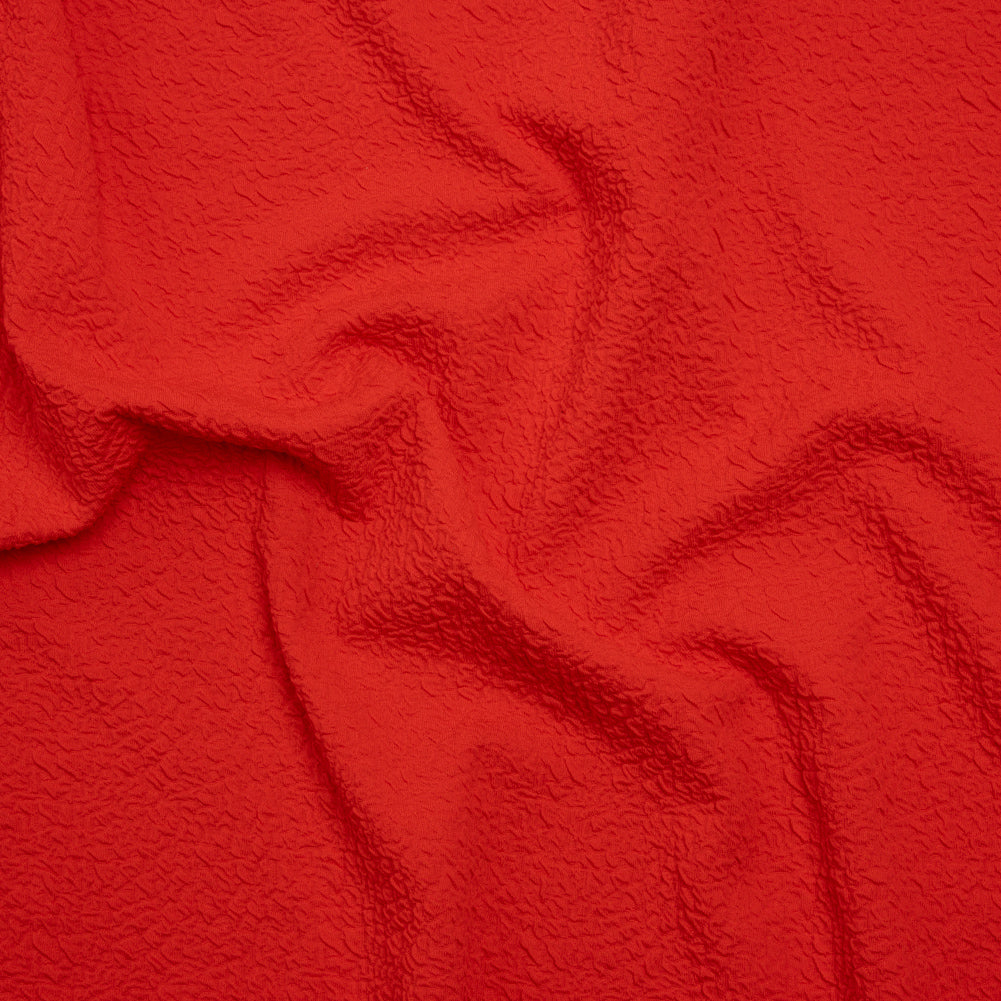Textured Stretch Polyester Double Knit by Mara Hoffman - Bright Coral Crinkles - Designer Deadstock - Joann Fabrics