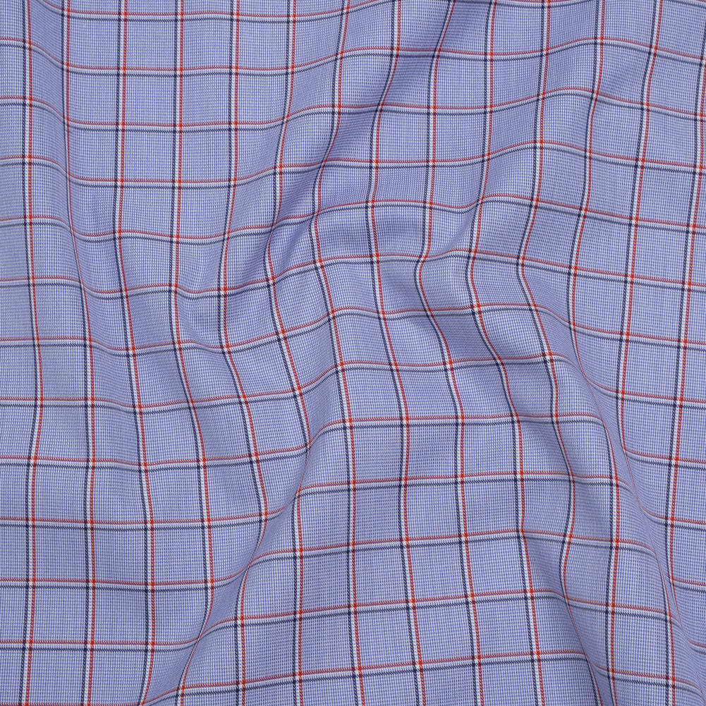 Cotton Shirting - Blue, Red and White Windowpane Checks - Deadstock - Joann Fabrics