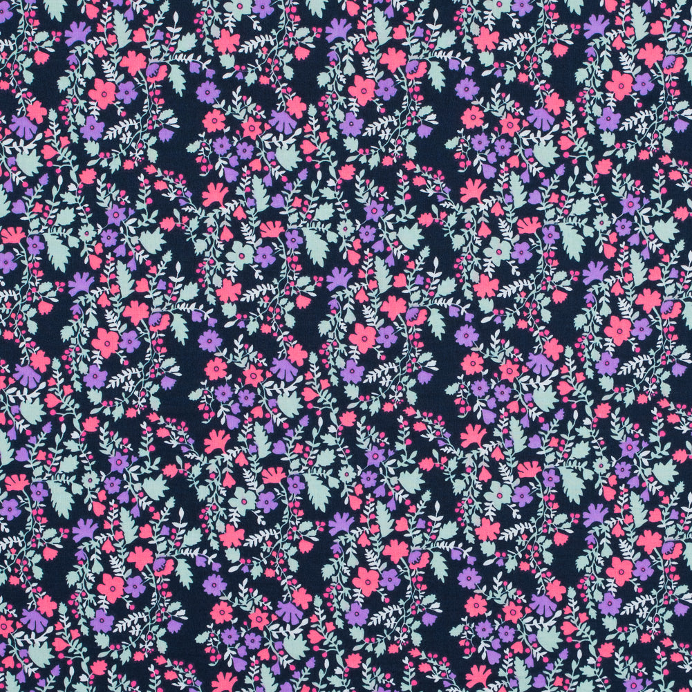 Cotton Voile Print - Hot Pink, Pale Aqua and Black Iris Floral - Joann Fabrics