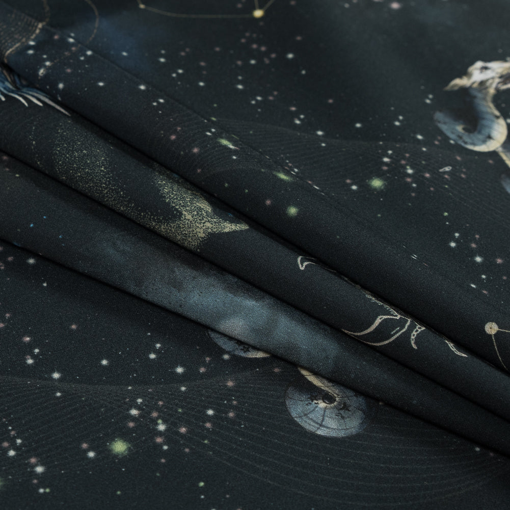 Stretch Cotton Sateen - Navy Celestial Birds - Apollo's Disguise Print - Mood Exclusive Gaia Collection - Joann Fabrics