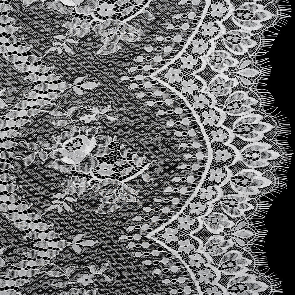 Luminous Re-Embroidered Lace with Finished Scalloped Edges and Eyelash Fringe - Bright White Floral Scallops - Joann Fabrics
