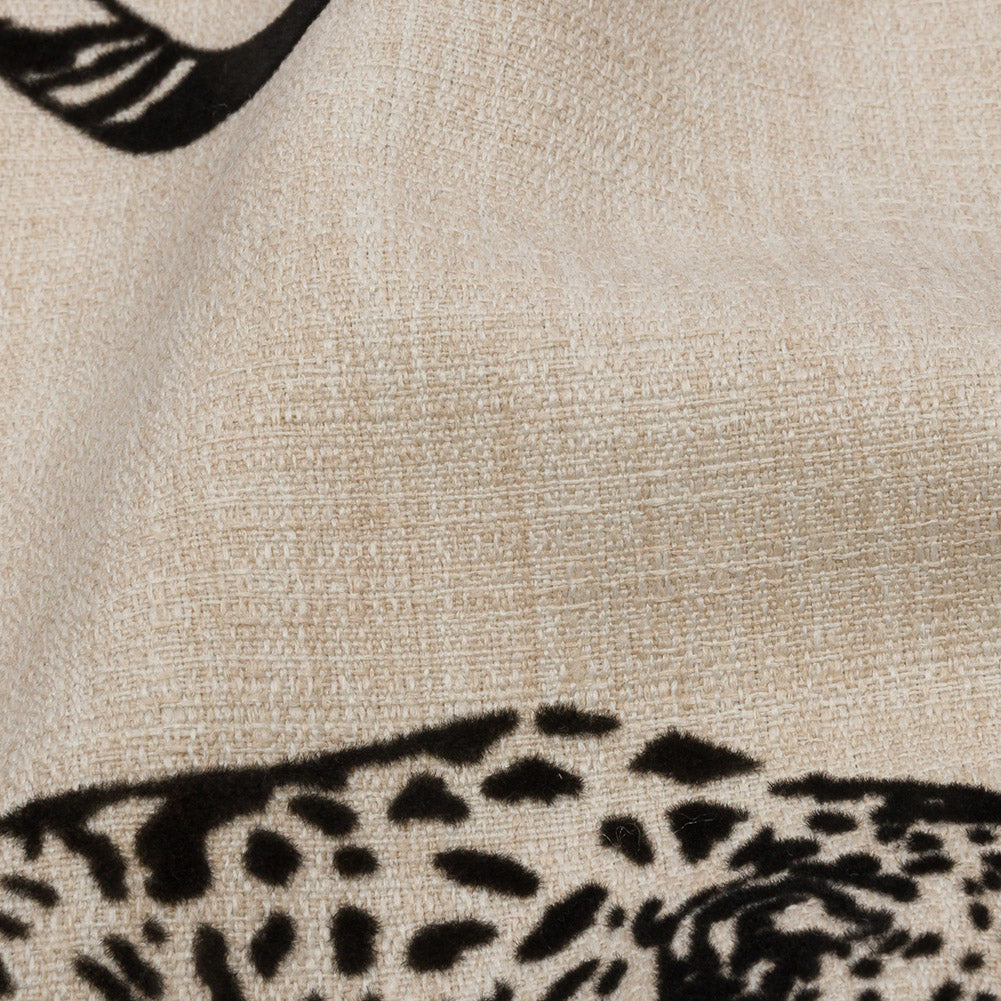 Flocked Polyester Drapery Woven - Ebony Jaguars - British Imported - Joann Fabrics