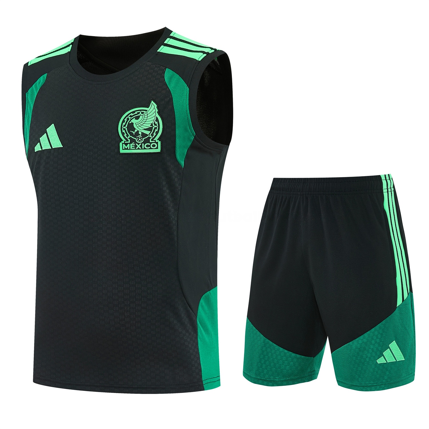 Mexico 2026 Vest Training Set - Black With Green Vest and Shorts - UnitedFutballJersey