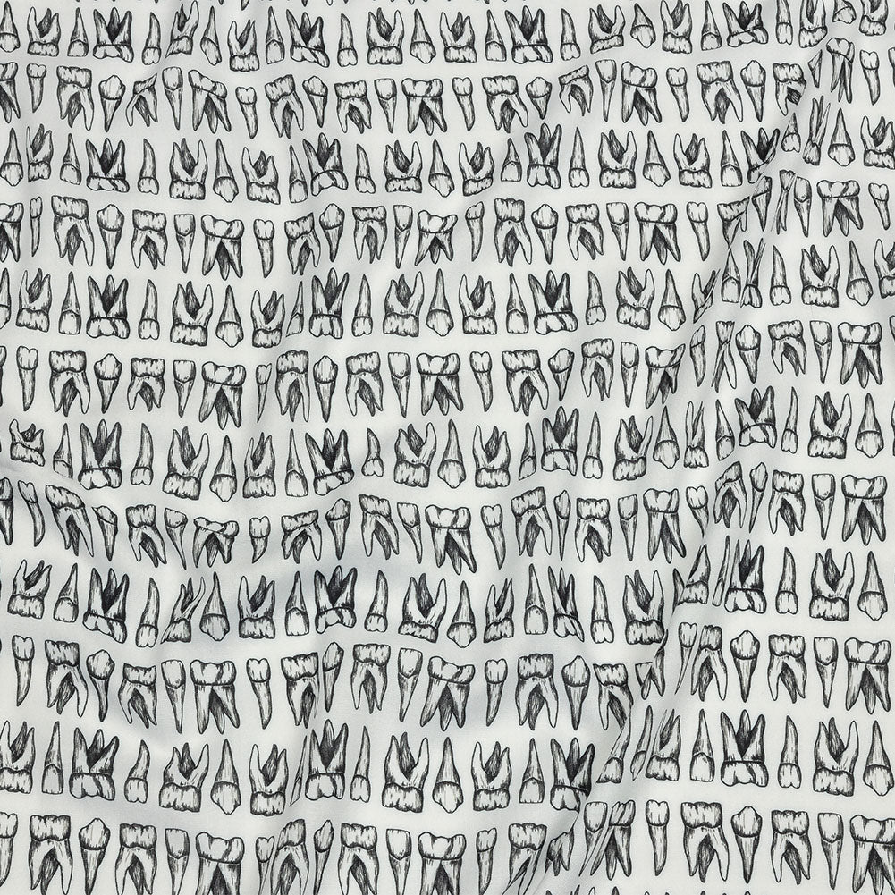 Rayon Batiste - White and Black Teeth - Berenice Print - Mood Exclusive Nevermore Collection - Joann Fabrics