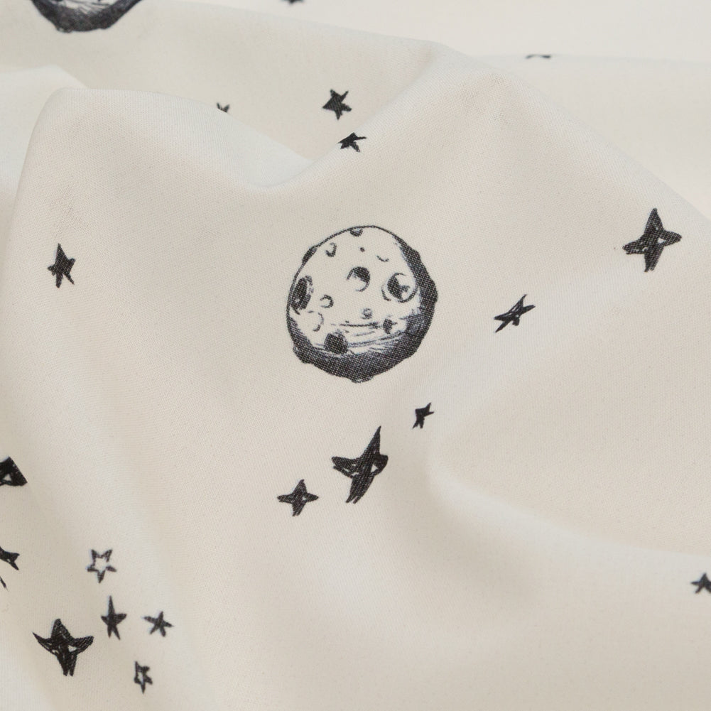 Cotton Voile - White Stars and Moons - Garde Chasse Print - Mood Exclusive Crow Collection - Joann Fabrics
