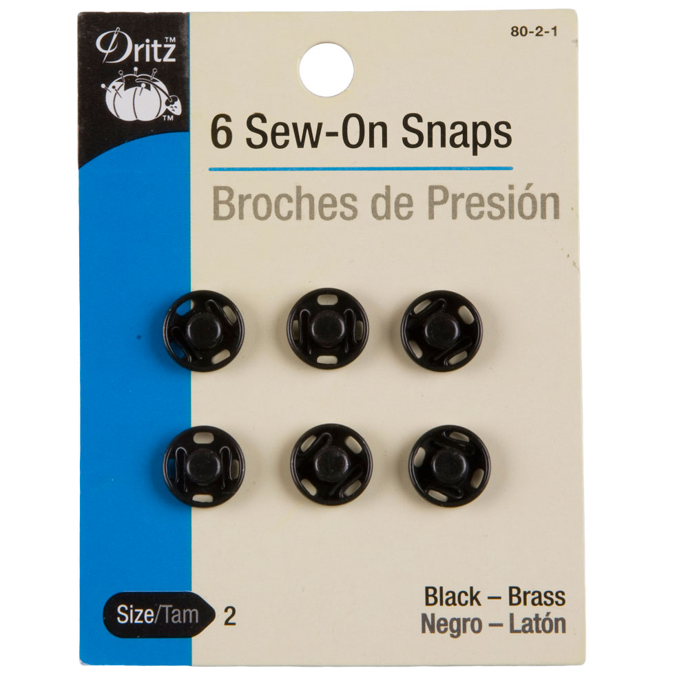 DRITZ 8 SEW-ON SNAPS BLK SZ 2 - Joann Fabrics