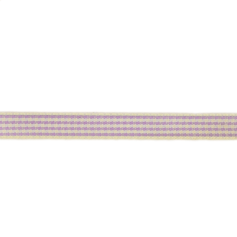 Lilac and Cream Houndstooth Check Woven Ribbon - 0.375