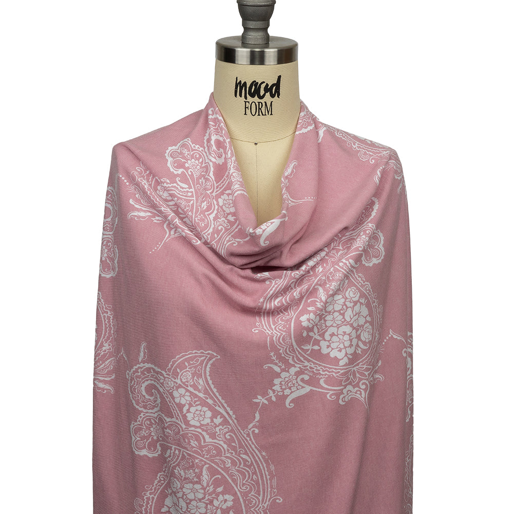 Pink and White Fancy Paisley Polyester and Rayon Jersey - Joann Fabrics