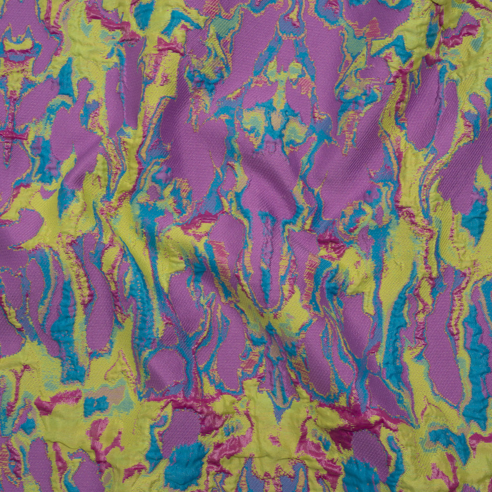 Metallic Luxury Brocade - Acid Yellow, Purple and Fuchsia Melting Abstract - Joann Fabrics
