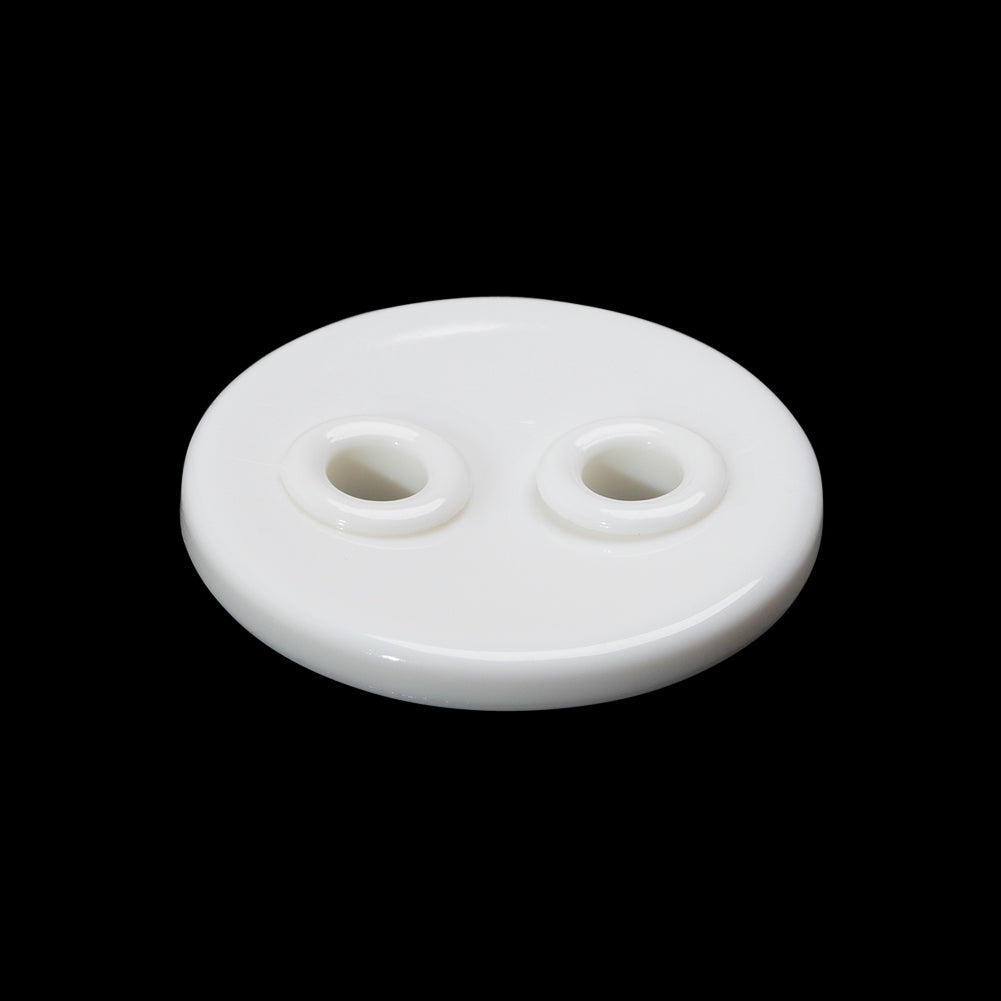 Plastic 2-Hole Button - 40L/25.5mm - White Shallow Dish with White Eyelet Holes - Joann Fabrics