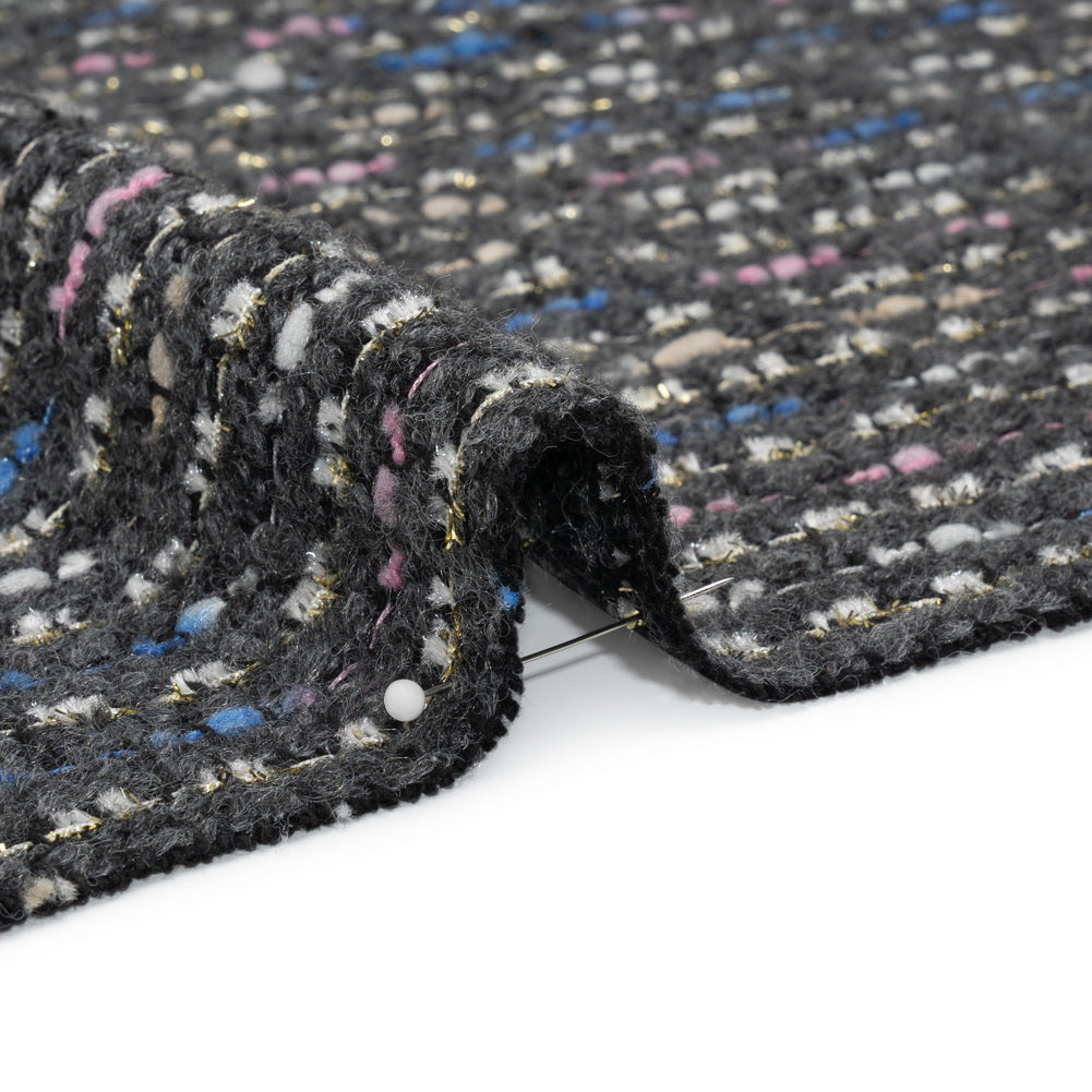 Charcoal, Pink and Blue Boucle Striped Acrylic Tweed - Joann Fabrics