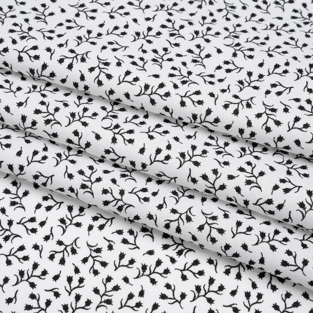Printed Quilting Cotton by Patrick Lose for Northcott - Black on White Baby's Breath Floral - Basically Black & White Collection - Joann Fabrics