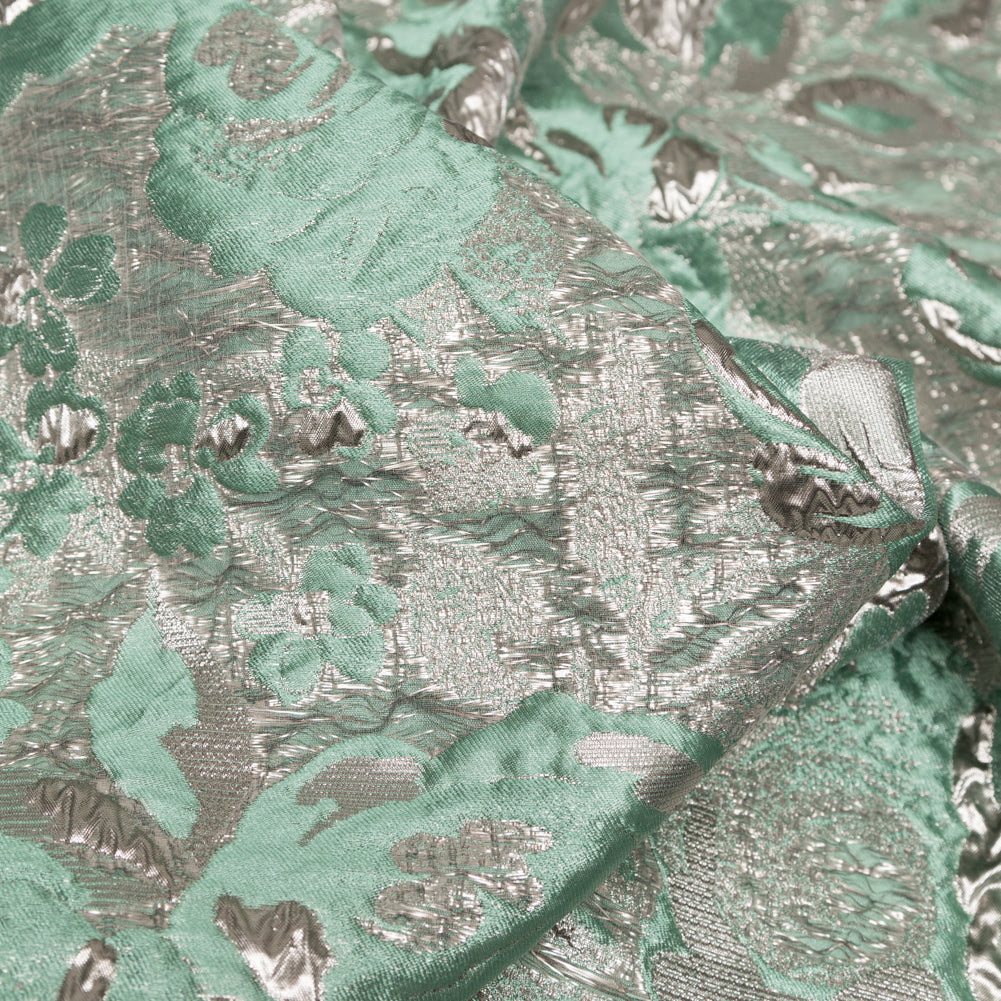 Metallic Simply Taupe and Winter Green Rosy Luxury Brocade - Joann Fabrics
